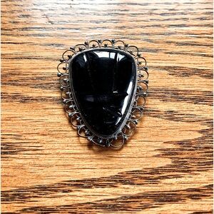 COPY 🎉Host Pick🎉 Vintage Black Gemstone 925 Sterling Silver Brooch